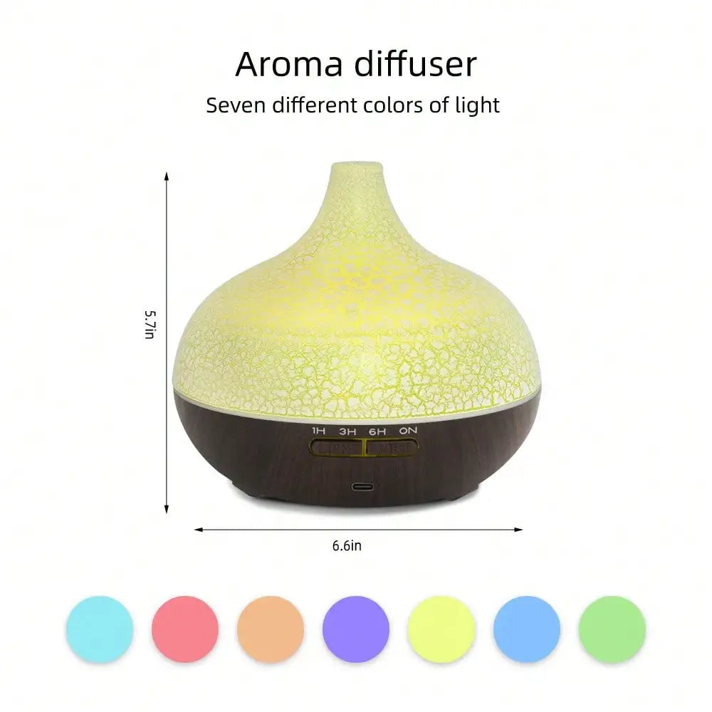 550ML Ultrasonic Essential Oil Diffuser, Crack Design Aromatherapy Humidifier With 7 Color LED Lights For Home, Bedroom, Office,