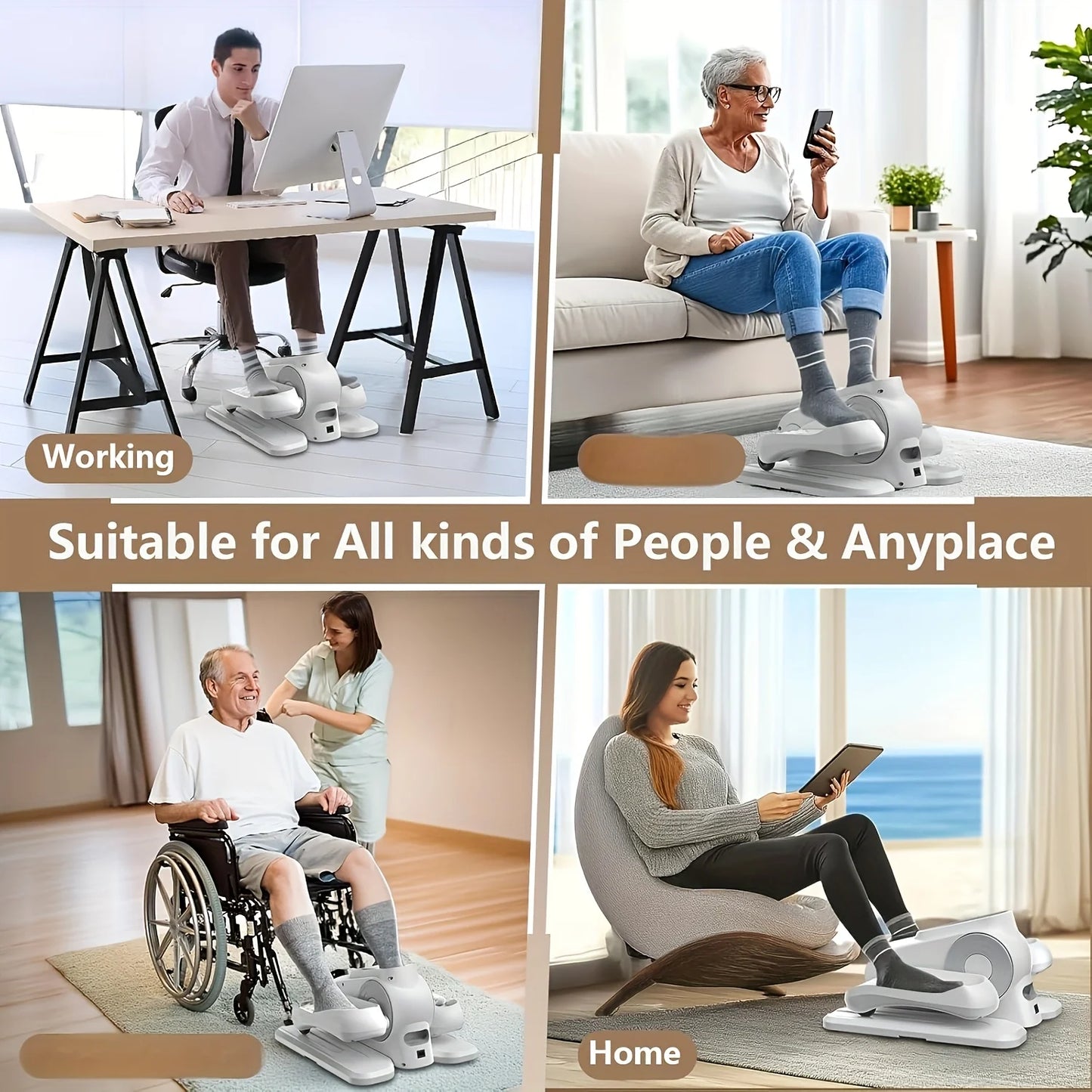 15-Speed Foldable Elliptical Trainer with Hidden Handle Design - Space-Saving Portable for home Gym Equipment for Full-Body Workouts, Compact Fitness Machine with Digital Display & Adjustable Resistance, Ideal for All Fitness