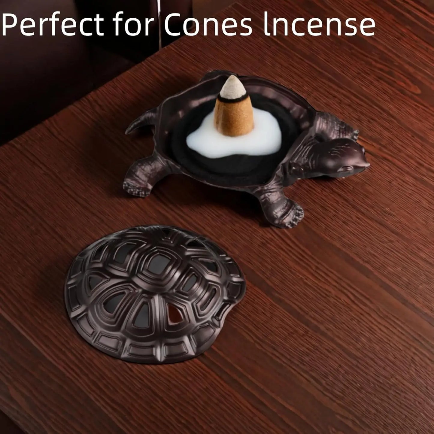 Vintage Turtle Incense Burner with Stick Holder, Metal Ash Catcher for Stick, Coil, Cone & Sage