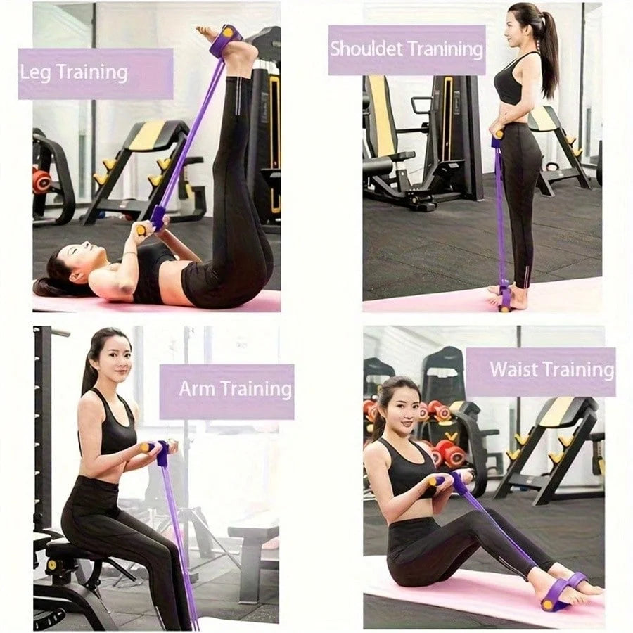 4-Tube Pedal Resistance Band Multifunction Tension Rope Elastic Yoga Puller Home Gym Body Stretching Trainer Workout Equipment
