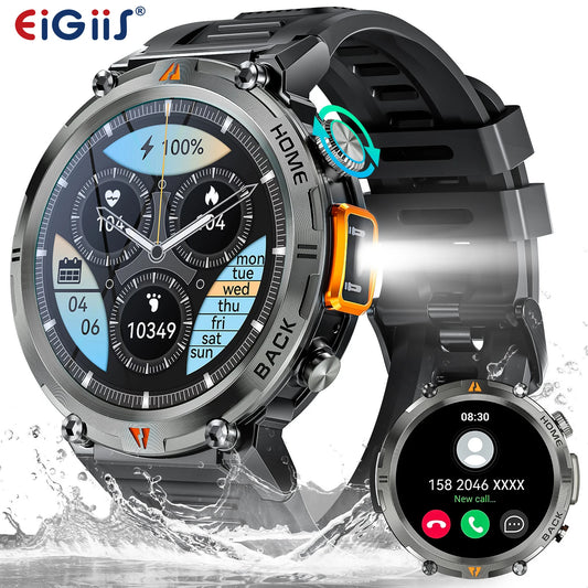 KE3 2025 New Bluetooth Call smartwatch for men Full Touch Screen With Health Monitor heart rate Flashlight Smart watch