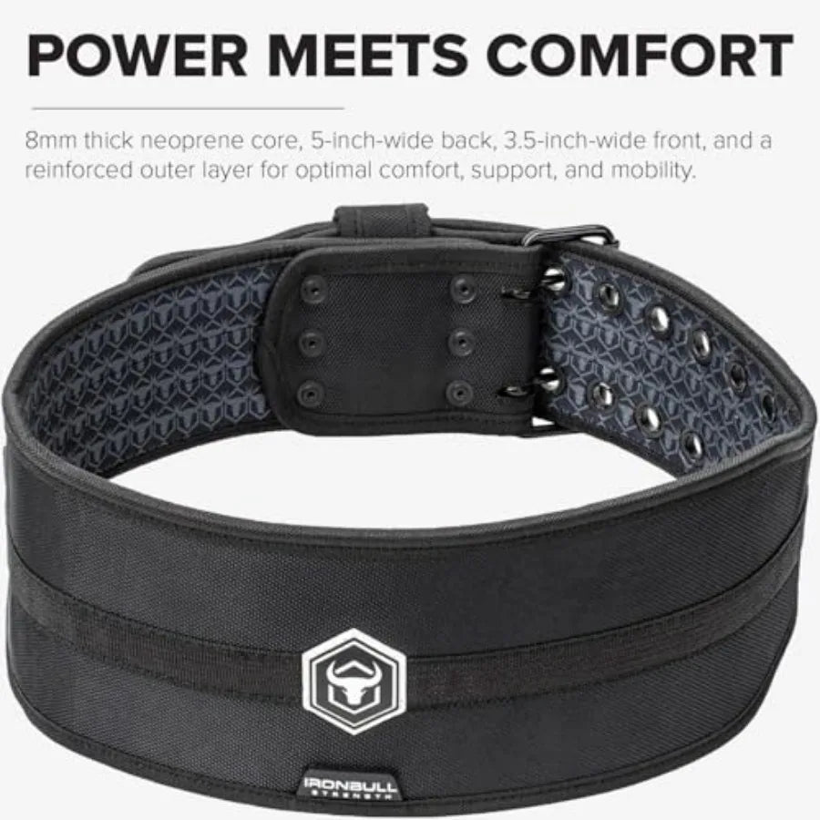 Hybrid Weight Lifting Belt Heavy Duty Prong Support, Neoprene Interior, Tapered Powerlifting Design Back Support for Squats