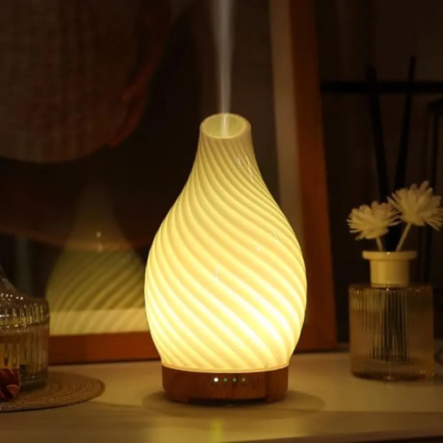 Essential Oil Diffuser Hand Blown Glass Aromatherapy Diffuser - Ultrasonic Cool Mist Scent Aroma Diffuser, Whisper Quiet with A