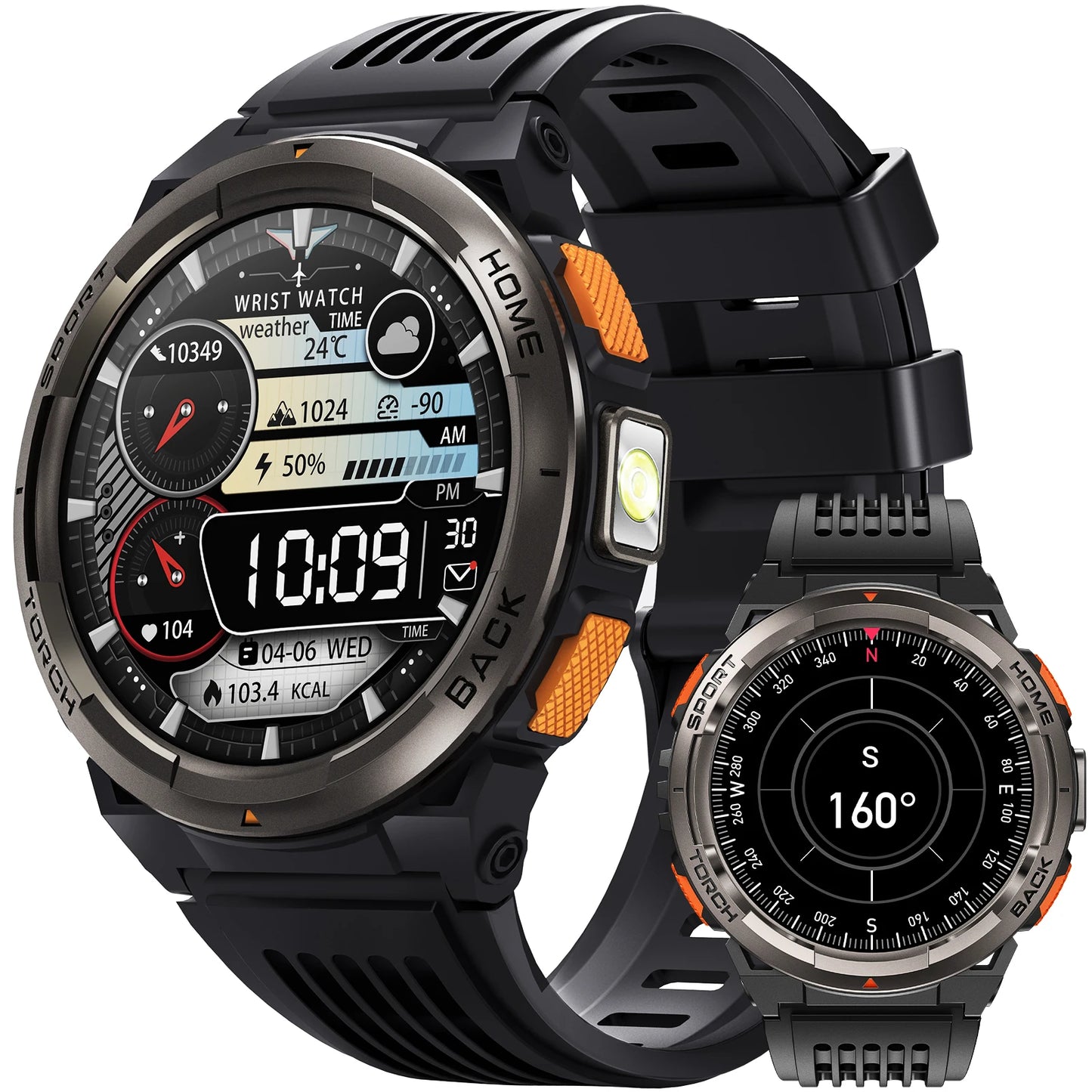 1.45 Inch Smart Watch KE5 3ATM Waterproof Original Design Sports Watch With Compass And Altitude Barometer LED Flashlight