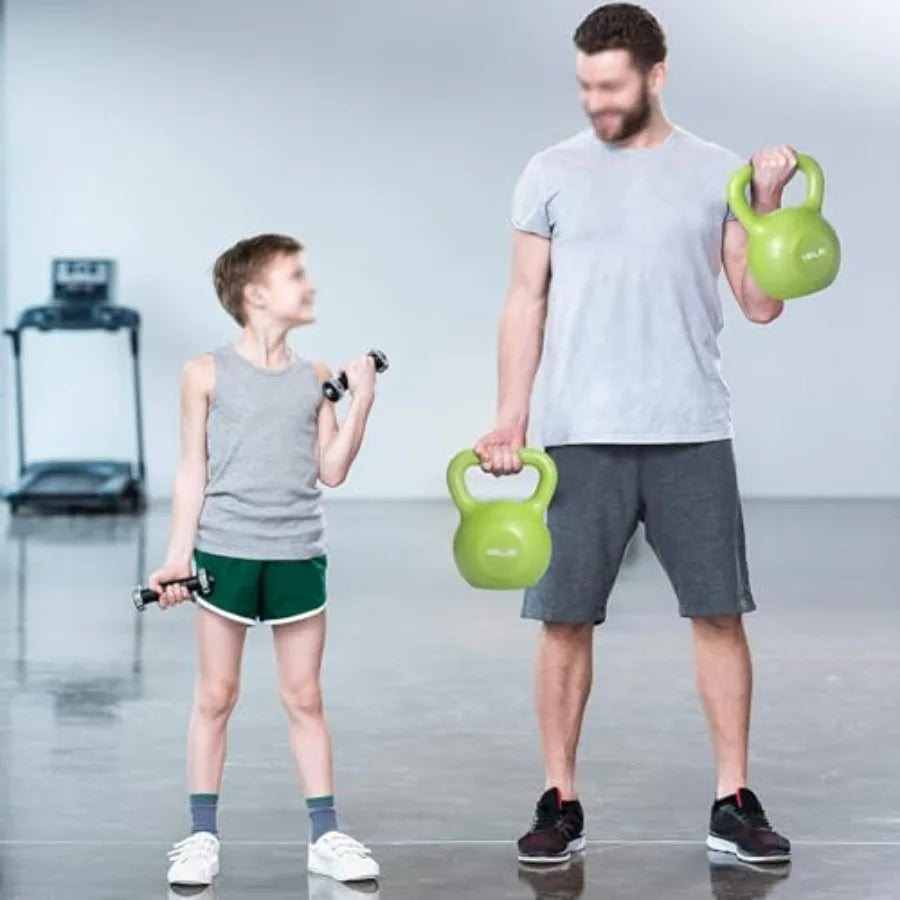 15lbs Kettlebell Set for Women Vinyl Coated Fitness Weight with Wide Comfort Grip Durable Cast Iron Sand Kettle Bell