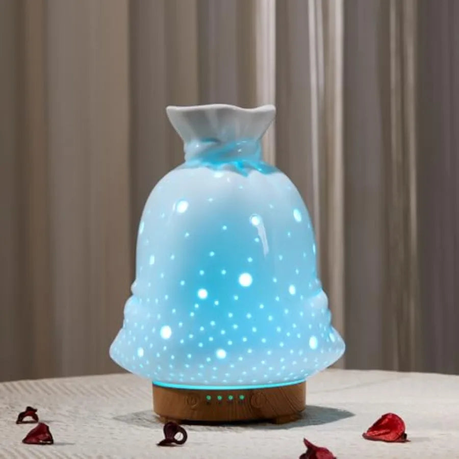Essential Oil Diffuser Hand Blown Glass Aromatherapy Diffuser - Ultrasonic Cool Mist Scent Aroma Diffuser, Whisper Quiet with A
