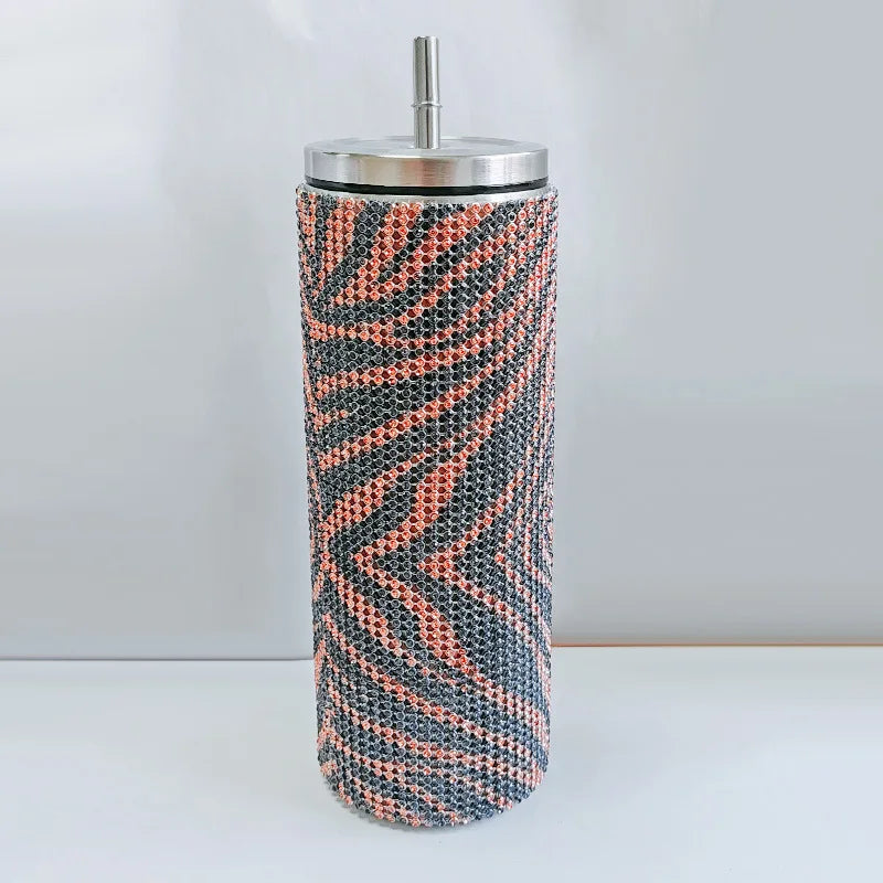 Diamond Stainless Steel Tumbler with Straw 20oz Thermos Bottle Sparkling Water Bottles Shining Coffee Mug Car thermal Cup Mug