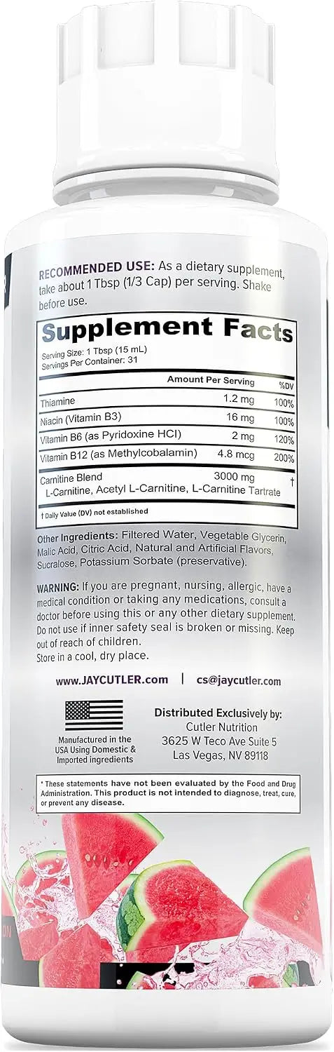 Cutler Nutrition Liquid L-Carnitine Fat Burner Supplement with Acetyl L-Carnitine & L-Carnitine Tartrate - Fat Burner Formula for Optimal Absorption, Energy & Muscle Support