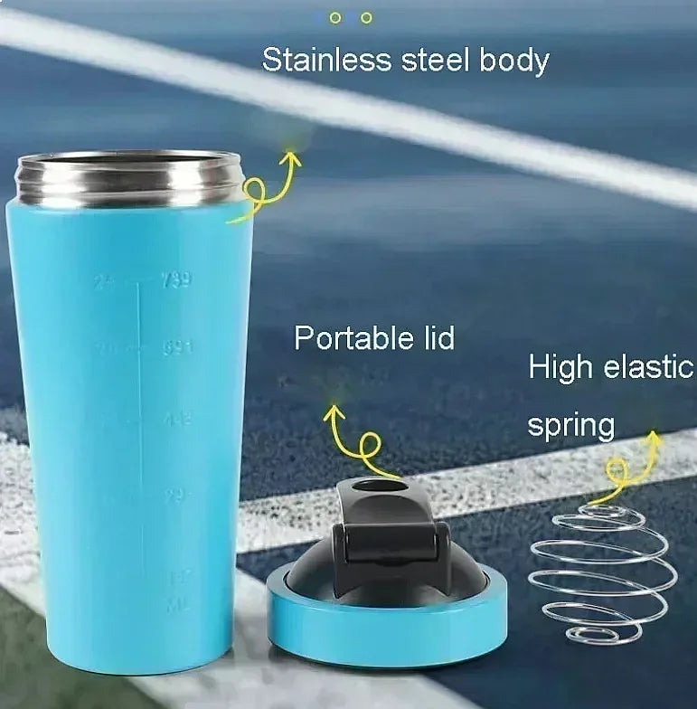 Multi-Color Stainless Steel Single Layer Sports Shaking Cup Leakproof Design for Fitness Protein Mixer Bottle