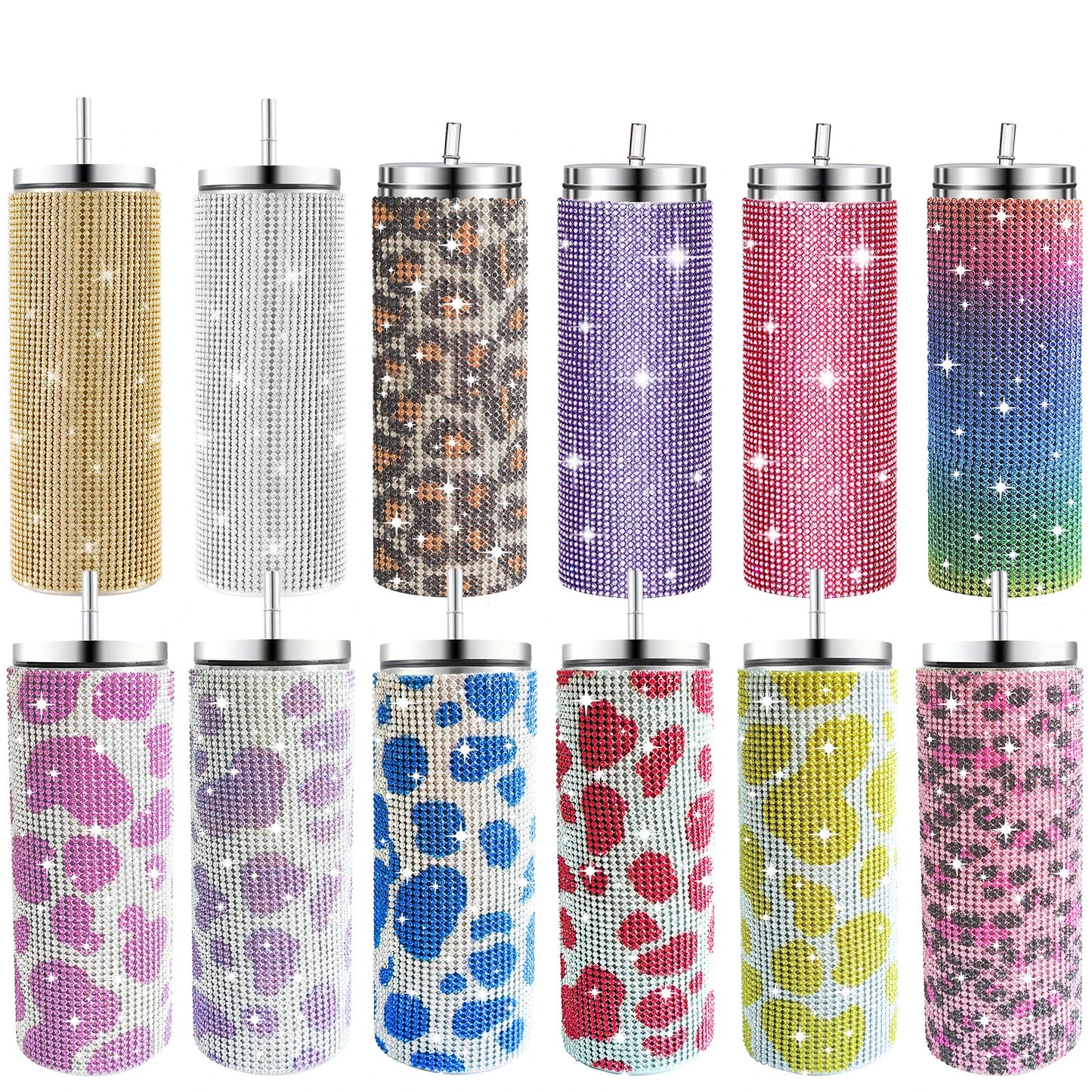 Diamond Stainless Steel Tumbler with Straw 20oz Thermos Bottle Sparkling Water Bottles Shining Coffee Mug Car thermal Cup Mug
