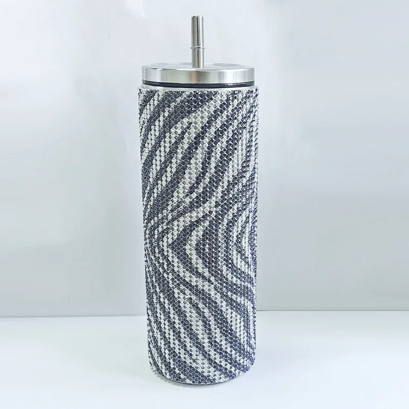 Diamond Stainless Steel Tumbler with Straw 20oz Thermos Bottle Sparkling Water Bottles Shining Coffee Mug Car thermal Cup Mug