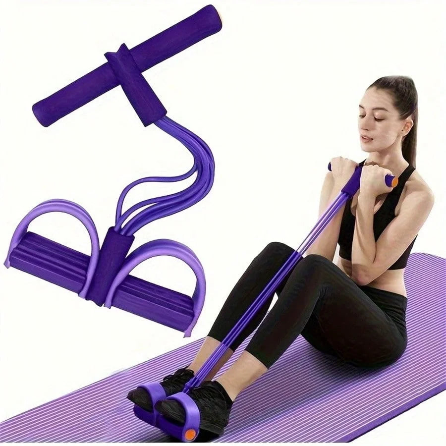 4-Tube Pedal Resistance Band Multifunction Tension Rope Elastic Yoga Puller Home Gym Body Stretching Trainer Workout Equipment