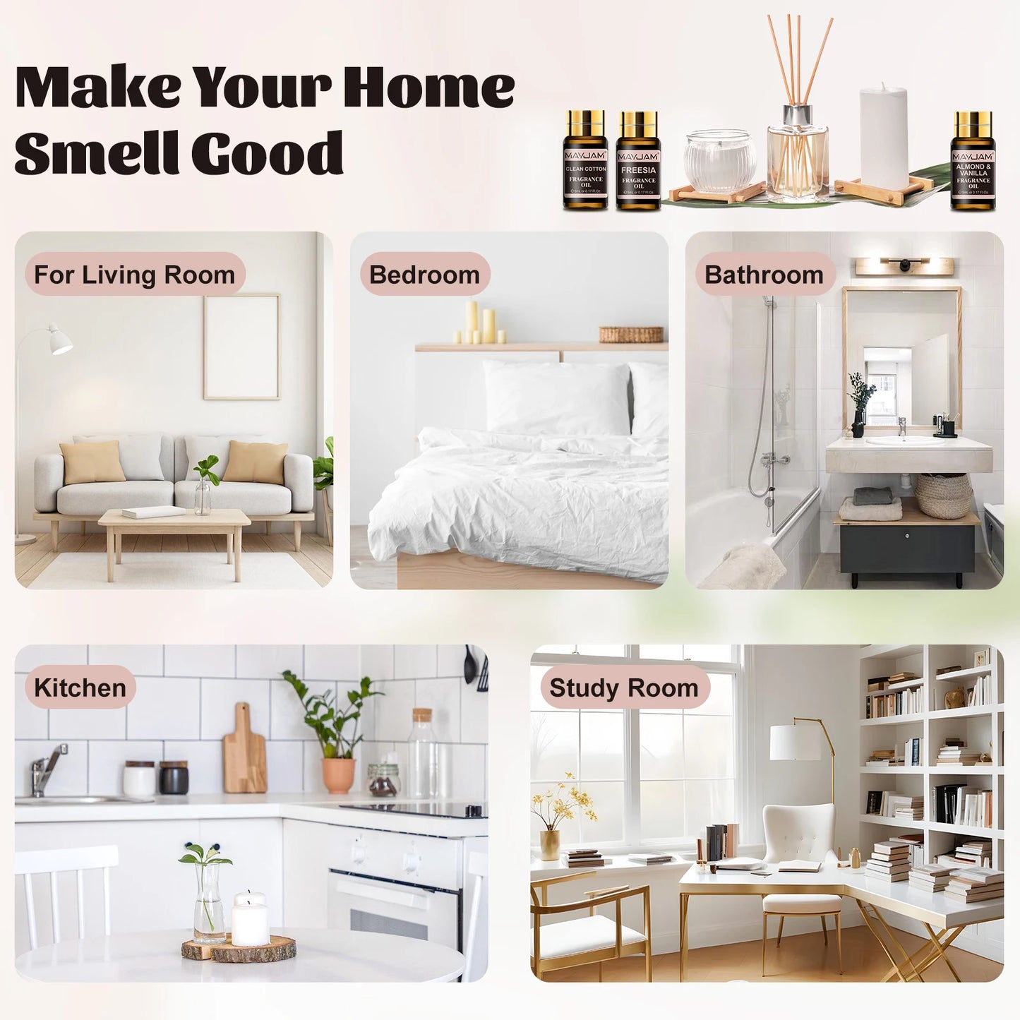 Fragrance Oils Kit 20pcs/set Coconut & Vanilla White Musk Watermelon Strawberry Oil for Humidifier Diffuser Candle Making