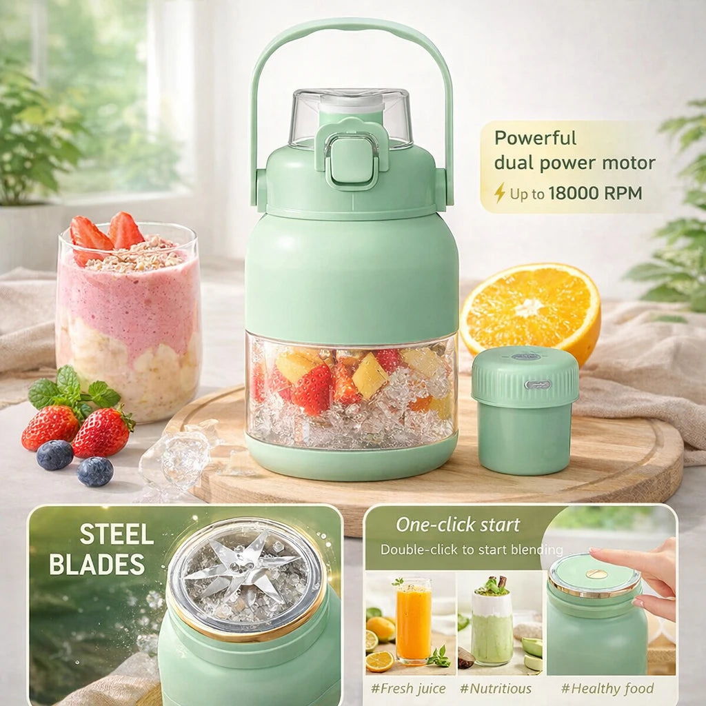 BPA-Free Blast Portable Cordless Blender 33oz Capacity 12 Stainless Steel Blades USB Rechargeable for Smoothies Shakes Juice