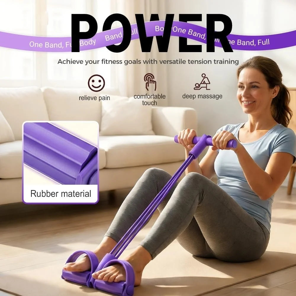 4-Tube Pedal Resistance Band Multifunction Tension Rope Elastic Yoga Puller Home Gym Body Stretching Trainer Workout Equipment