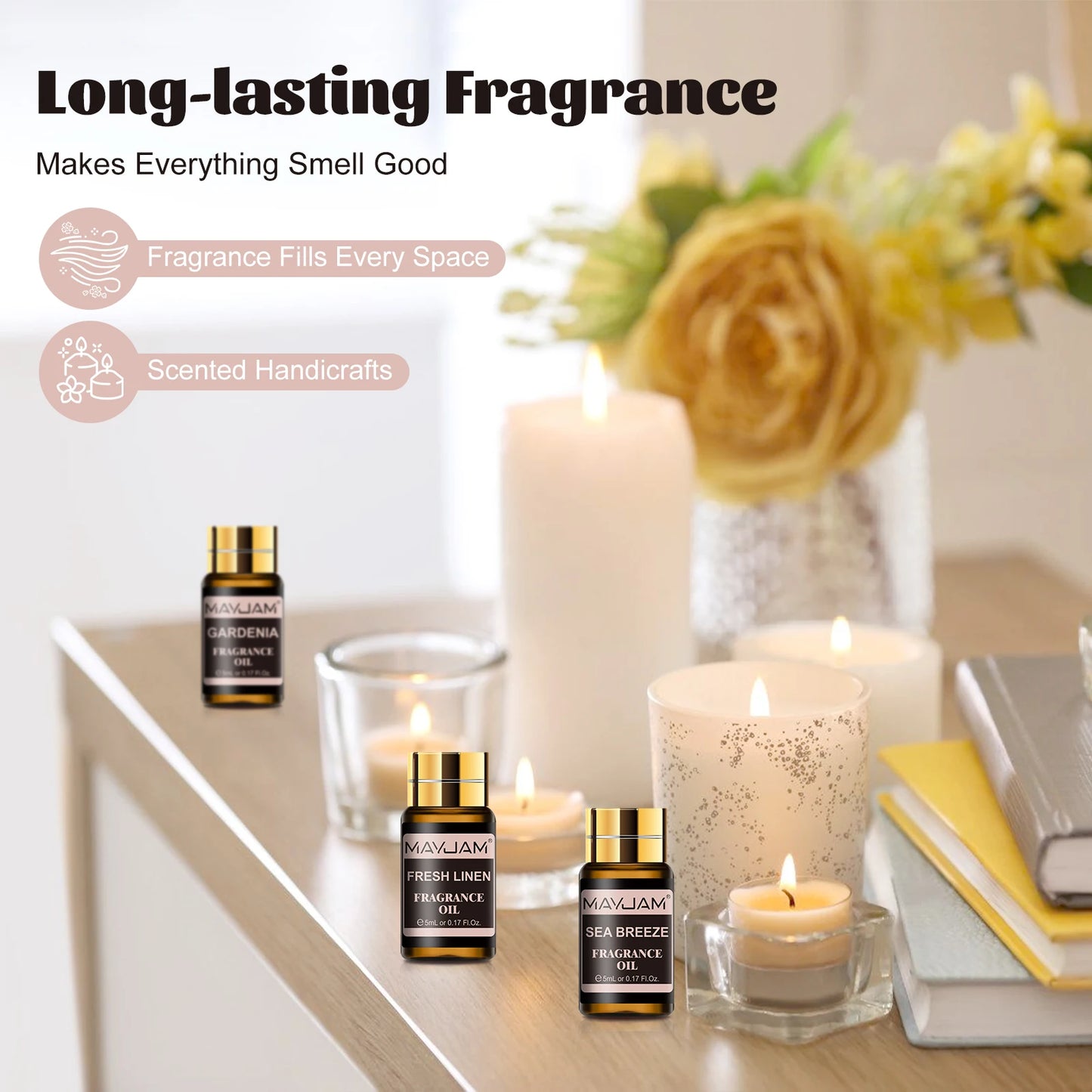Fragrance Oils Kit 20pcs/set Coconut & Vanilla White Musk Watermelon Strawberry Oil for Humidifier Diffuser Candle Making