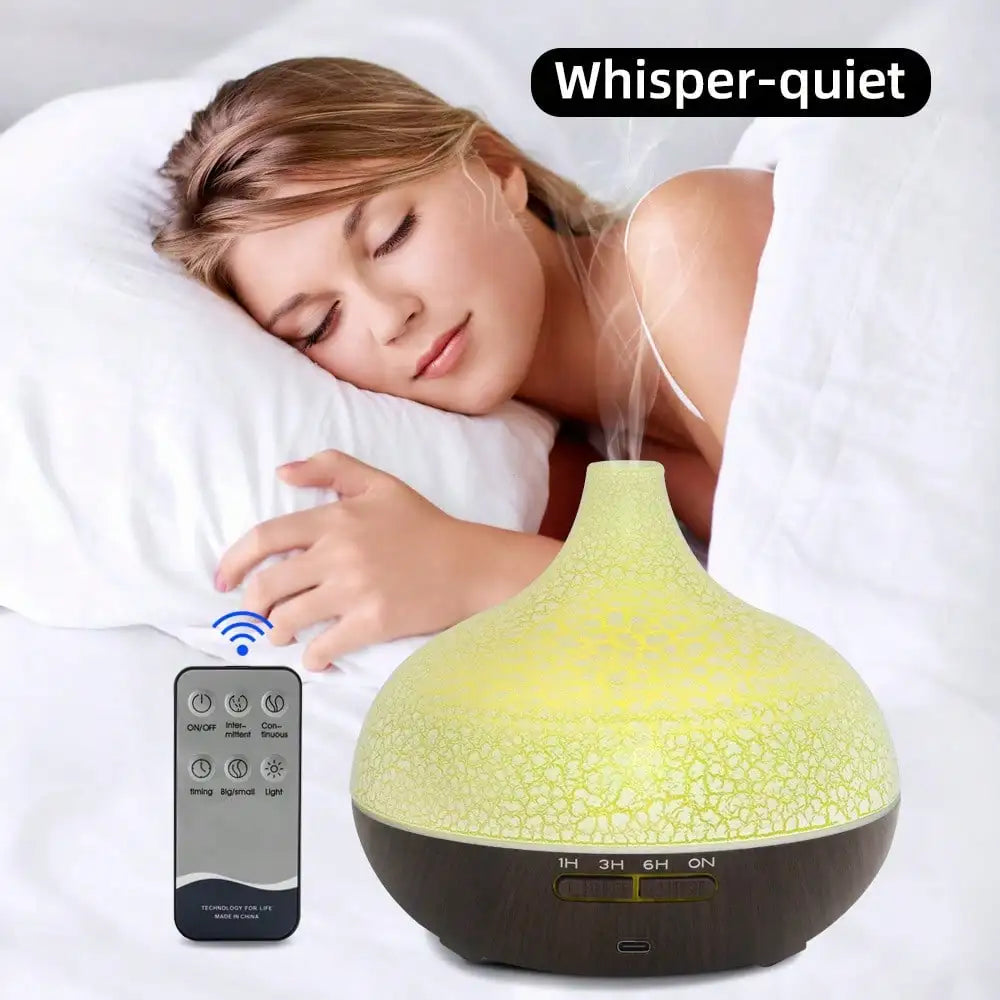 550ML Ultrasonic Essential Oil Diffuser, Crack Design Aromatherapy Humidifier With 7 Color LED Lights For Home, Bedroom, Office,