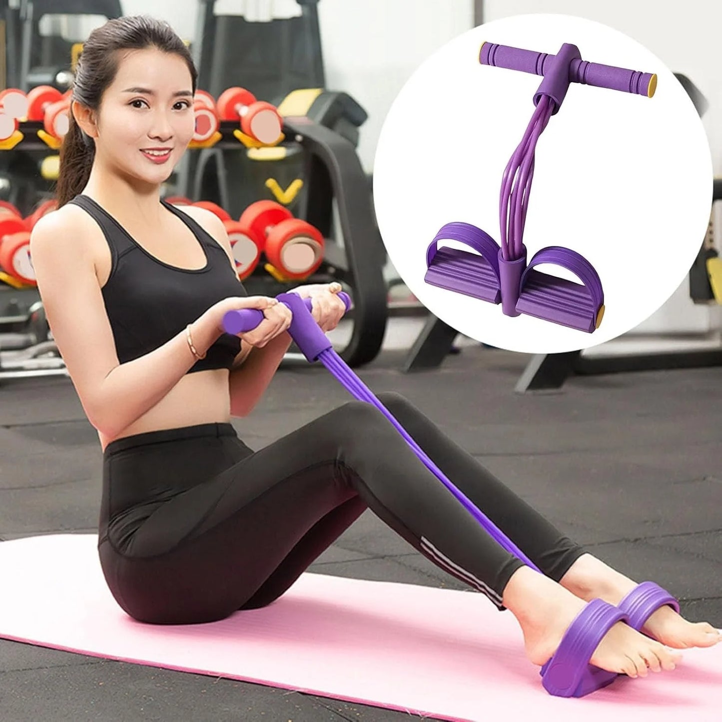 4-Tube Pedal Resistance Band Multifunction Tension Rope Elastic Yoga Puller Home Gym Body Stretching Trainer Workout Equipment