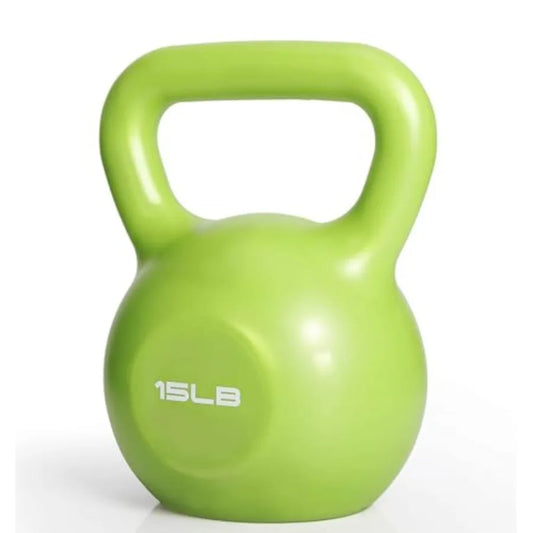 15lbs Kettlebell Set for Women Vinyl Coated Fitness Weight with Wide Comfort Grip Durable Cast Iron Sand Kettle Bell