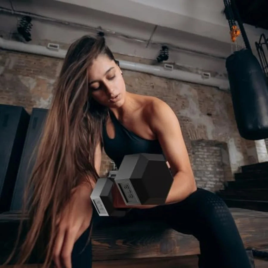Rubber Coated Hex Dumbbell Set with A-Frame Rack Black Solid Cast Iron Home Gym Weights with Chrome Handles for Full-Body Strength