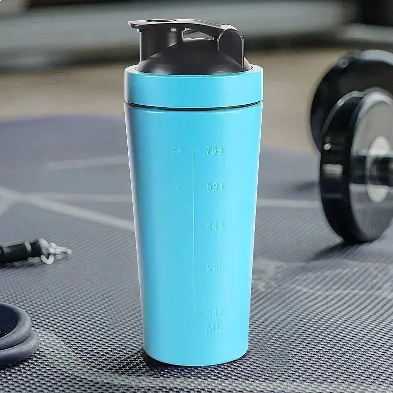 Multi-Color Stainless Steel Single Layer Sports Shaking Cup Leakproof Design for Fitness Protein Mixer Bottle