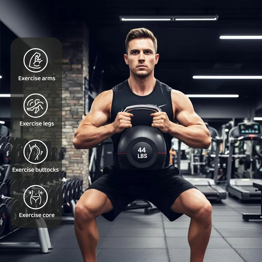 7 In 1 Adjustable Kettlebell Set 22.5/44LB Quick Adjust Weight With Safety Lock Space Saving For Full Body Cross Training