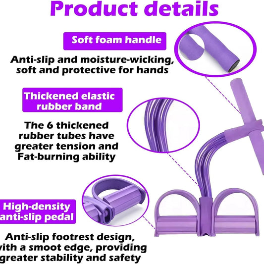 4-Tube Pedal Resistance Band Multifunction Tension Rope Elastic Yoga Puller Home Gym Body Stretching Trainer Workout Equipment