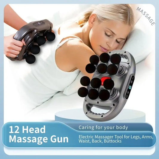 12 head massage gun, deep tissue impact massager, suitable for the back, shoulders, legs, and feet