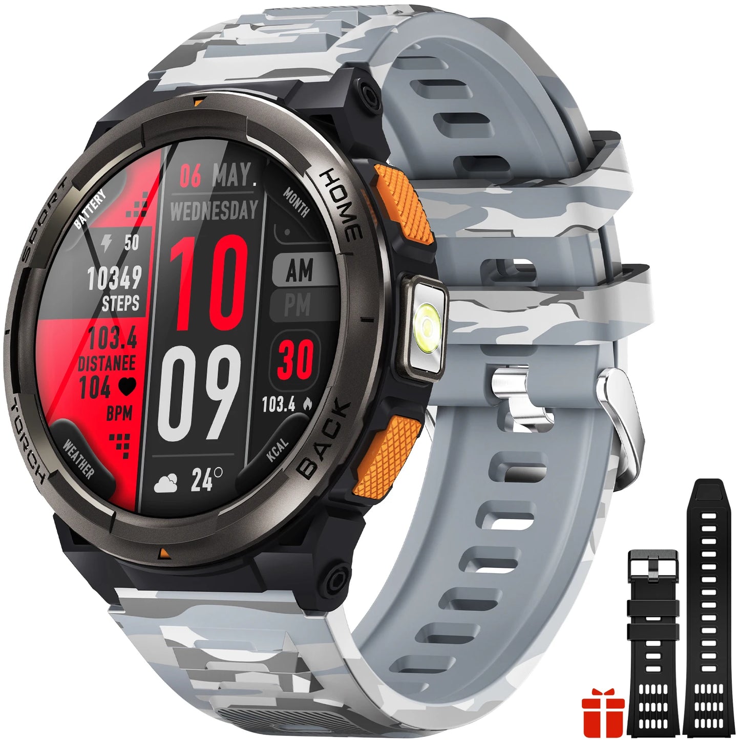 1.45 Inch Smart Watch KE5 3ATM Waterproof Original Design Sports Watch With Compass And Altitude Barometer LED Flashlight