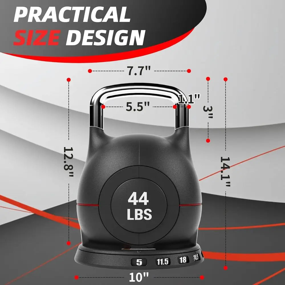 7 In 1 Adjustable Kettlebell Set 22.5/44LB Quick Adjust Weight With Safety Lock Space Saving For Full Body Cross Training