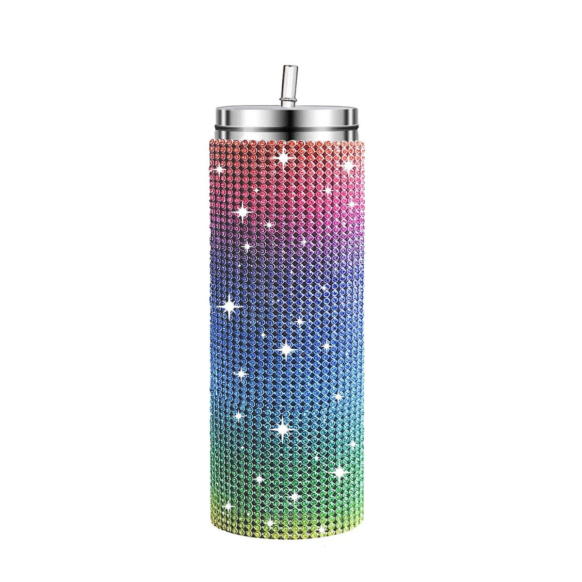 Diamond Stainless Steel Tumbler with Straw 20oz Thermos Bottle Sparkling Water Bottles Shining Coffee Mug Car thermal Cup Mug