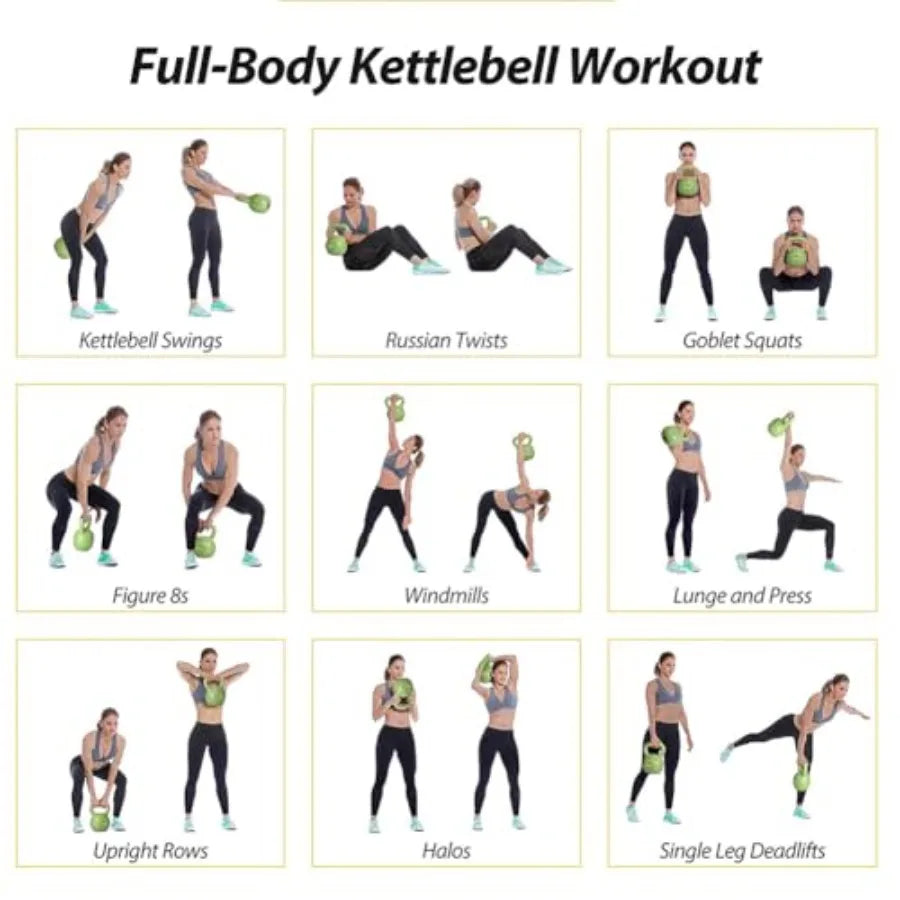 15lbs Kettlebell Set for Women Vinyl Coated Fitness Weight with Wide Comfort Grip Durable Cast Iron Sand Kettle Bell